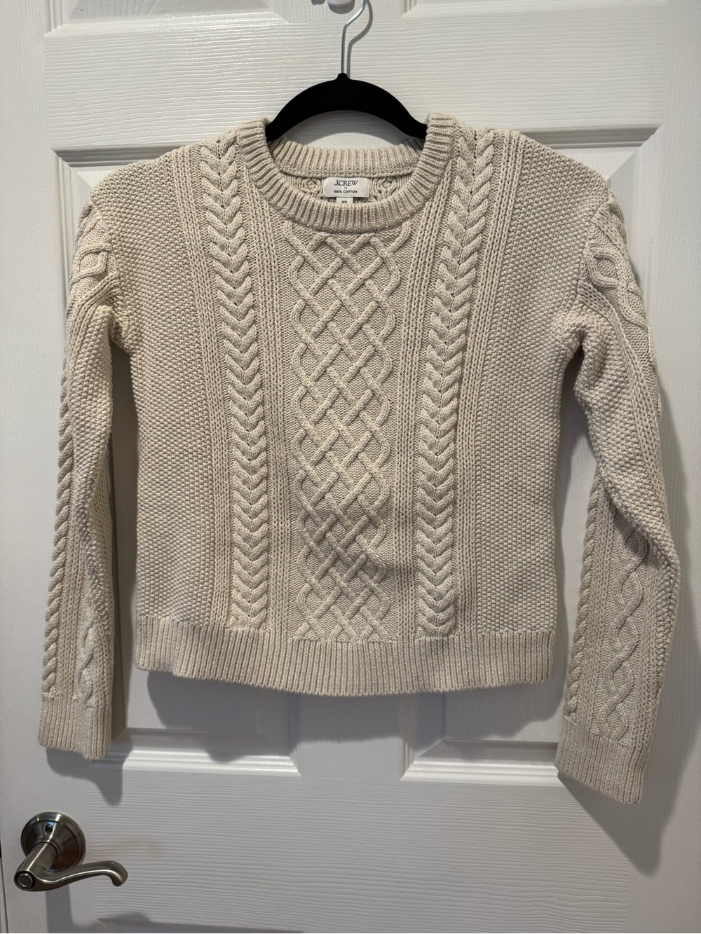 J. Crew Cream Cable Knit Crewneck Sweater